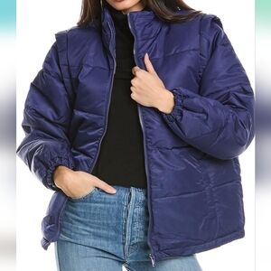 NWT WEWOREWHAT Zip-Off Sleeve Puffer Coat, Size L
